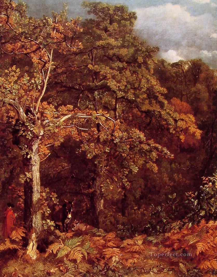 樹木が茂った風景 ロマンチックなジョン・コンスタブルの森の森油絵